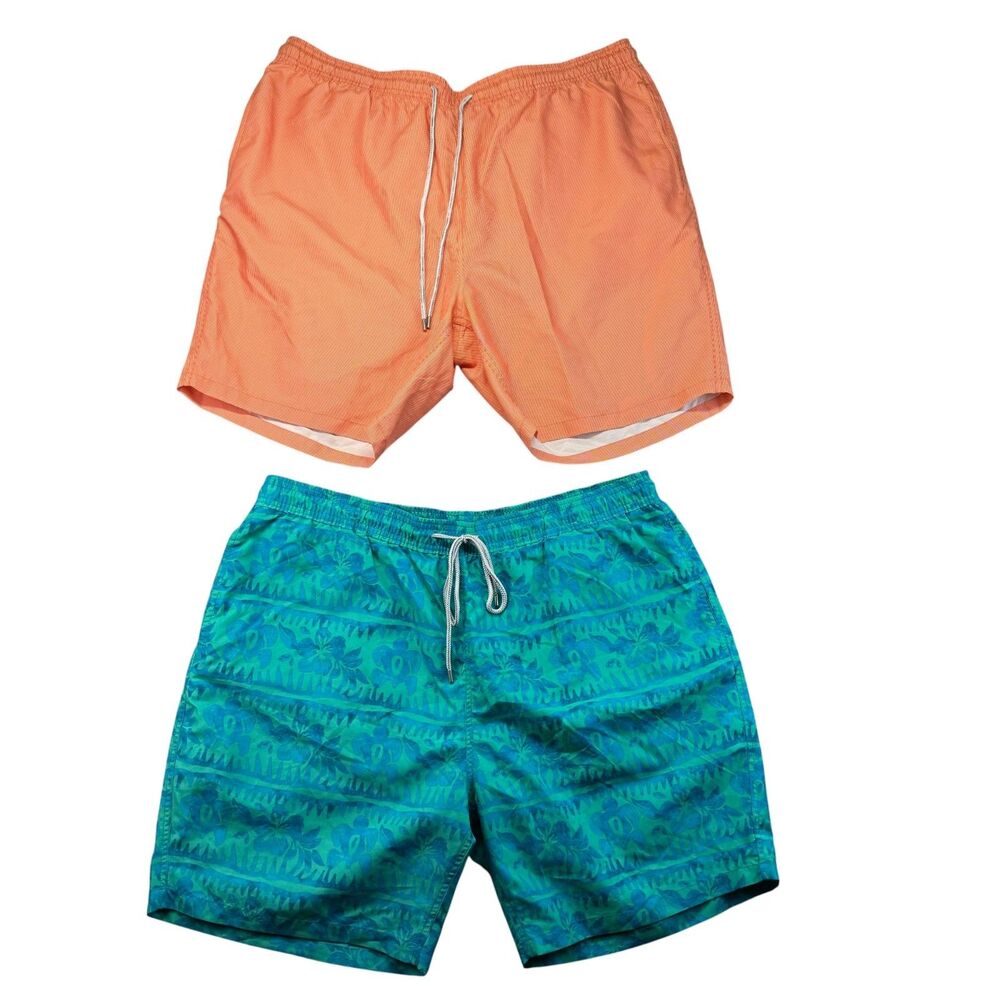 Kirkland Signature Swim Shorts Men's Extra Extra Large Blue Orange LOT of 2 NWT